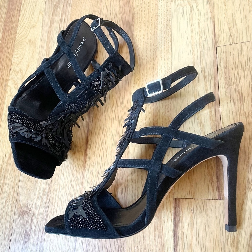 Donald Pliner Willow Beaded Square Toe Heels Sandals